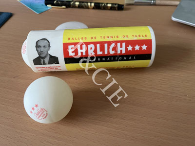 Balles 3 étoiles tennis de table Ehrlich 1965 (boite version plastique)